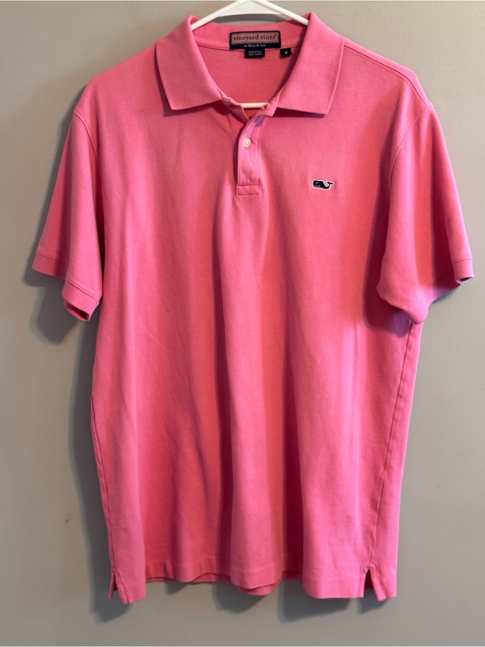 Vineyard Vines Men’s M Pink Cotton Polo Shirt Whale Logo Preppy Golf